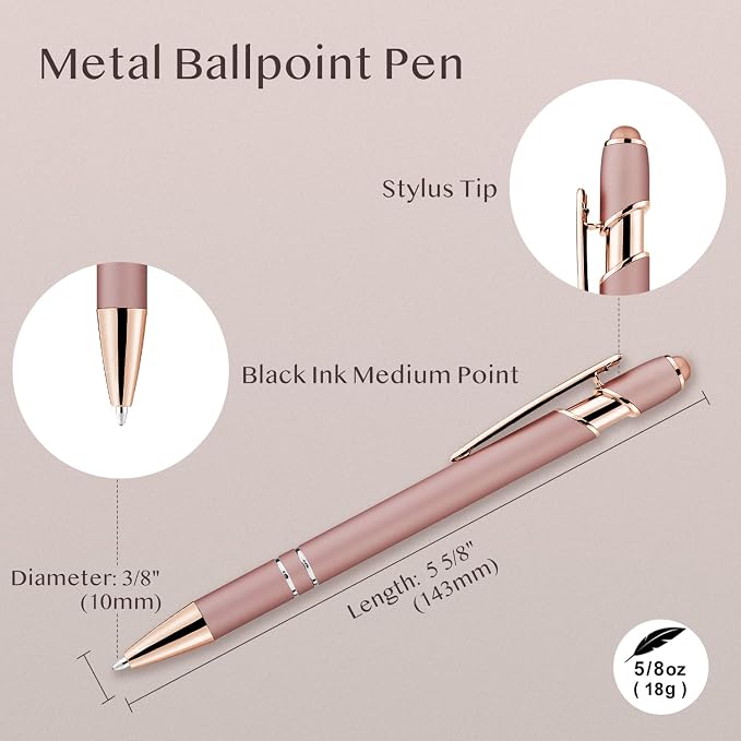 LINFANC 12 Pack Rose Gold Ballpoint Pen - Image 2
