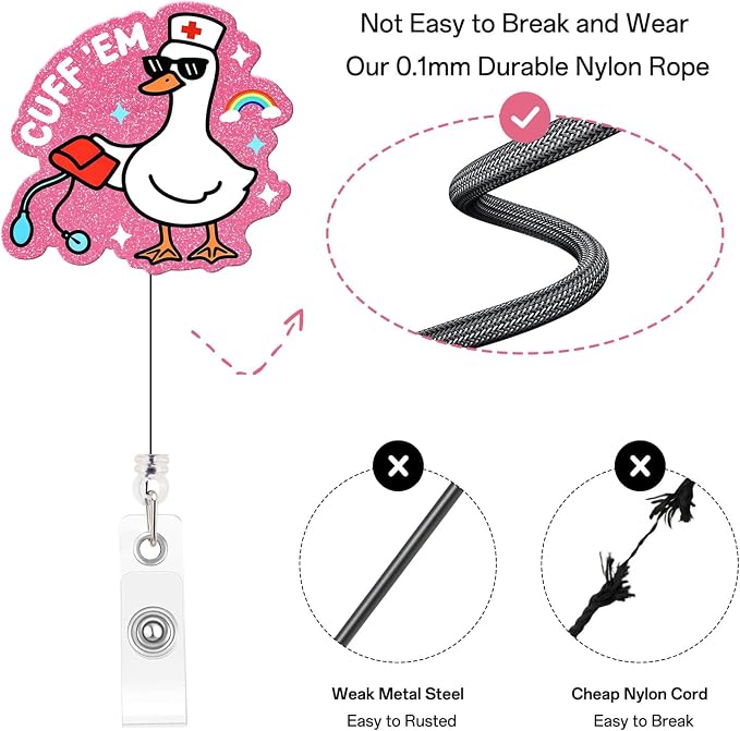 Funny Nurse Badge Reel, Cuff 'Em Goose Badge Holder - Image 3