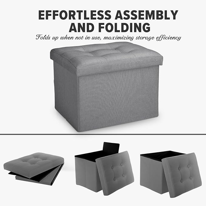 LINMAGCO Small Storage Ottoman Stool Foot Rest Stool Under Desk Stool Short - Image 7