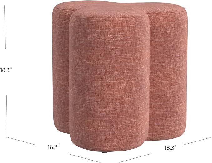 HomePop Upholstered Clover Shaped Ottoman Home Décor|Foot Rest Ottoman - Pink Chenille-DeskLoop Office