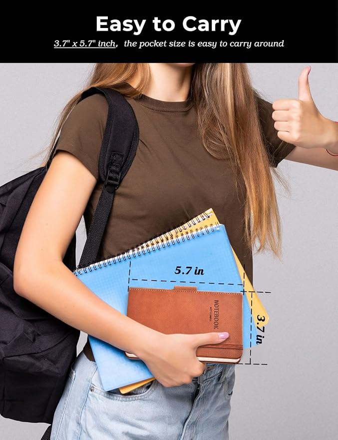 AISBUGUR Pocket Notebook Small Notebook 2-Pack, 3.7" x 5.7" Pocket Notebooks - Image 5