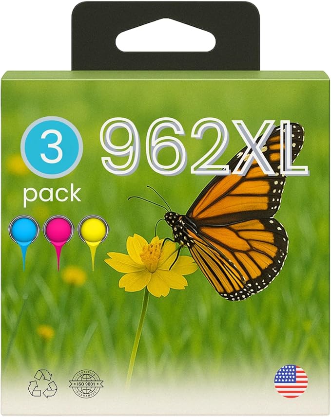 AMAZINK 3 Pack Compatible Inkjet Cartridges Pack 962XL. Includes Cyan, Magenta and Yellow Cartridges. Works Well with Officejet pro 9015e, 9025e, 9010, 9020, 9012, 9013, 9014 Printers-DeskLoop Office