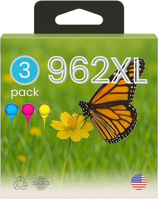 AMAZINK 3 Pack Compatible Inkjet Cartridges Pack 962XL. Includes Cyan, Magenta and Yellow Cartridges. Works Well with Officejet pro 9015e, 9025e, 9010, 9020, 9012, 9013, 9014 Printers-DeskLoop Office