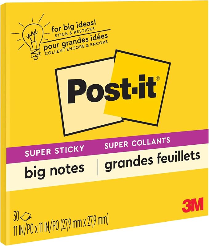 Post-it Super Sticky Big Notes, 11 in. x 11 in., Extra Large Sticky Notes Yellow - Image 7
