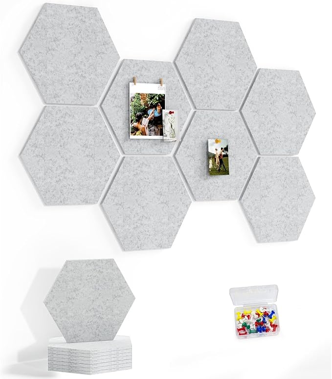 8 Pack Hexagon Felt Bulletin Board Tiles by Uoisaiko