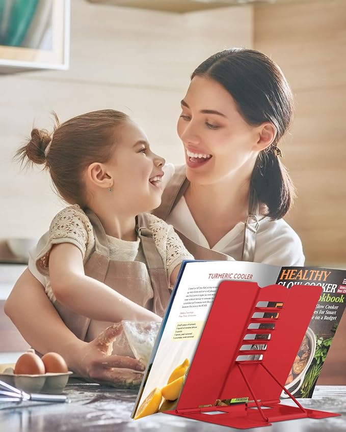 MSDADA Desk Book Stand Metal Reading Rest Book Holder Adjustable Cookbook - Image 6