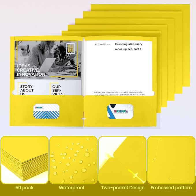 BIBRADAA® 50 Packs Yellow Folders, Paper Folder Surface - Image 4