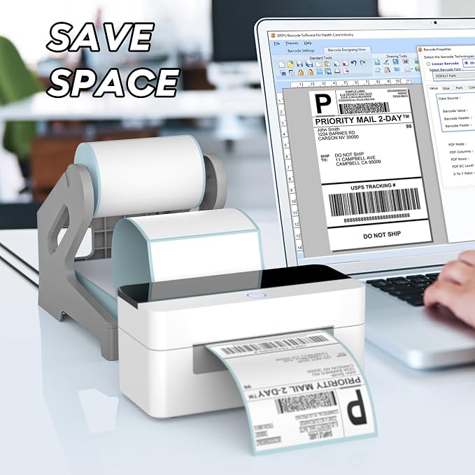 PONNOR Label Holder for Rolls and Fanfold Labels Shipping Labels Stand Desktop - Image 4