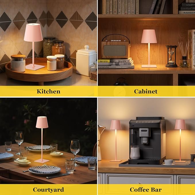 Kakanuo Pink Cordless Rechargeable Table Lamp 5000mAh Battery Operated Lamps - Image 6