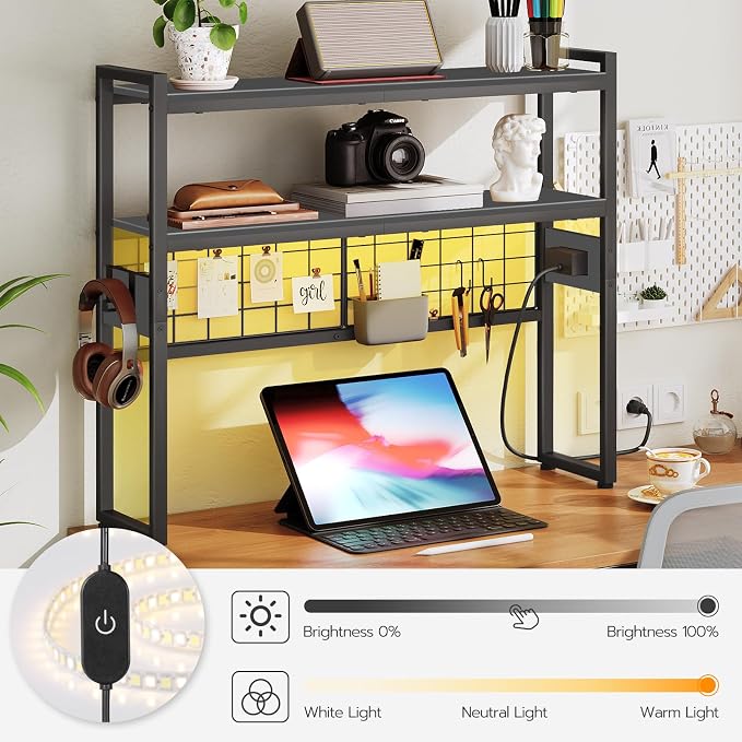 HOOBRO Desktop Bookcase, 2-Tier Office Desktop Organizer, 29.9" Wooden Storage - Image 4