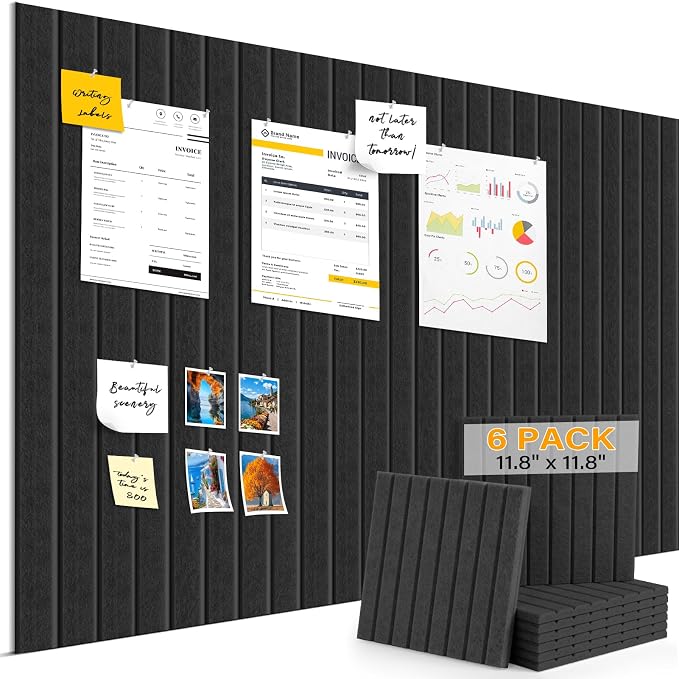 Large Felt Bulletin Board，36" x 24" 6 Pack Cork Board Alternative by ANWEOR