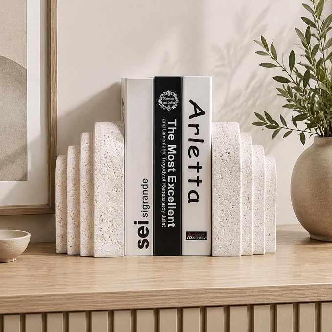 Heavy Duty Book Ends for Shelves, Decorative Book Stopper for Shelves, Resin - Image 7