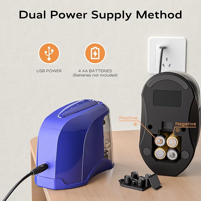 STAGEEK Electric Pencil Sharpener, Plug in or USB/Battery Operated. Fits No.2 - Image 5