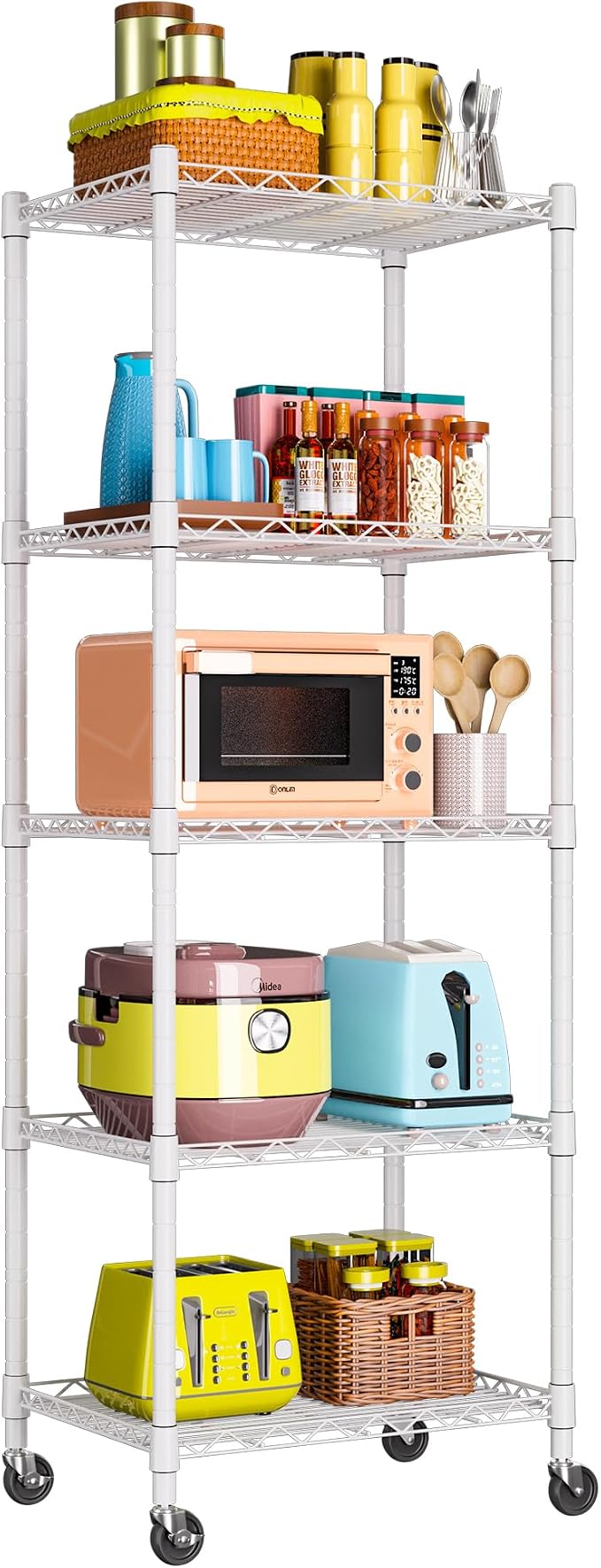 REGILLER 5-Wire Shelving Metal Storage Rack Adjustable Shelves, Standing - Image 4