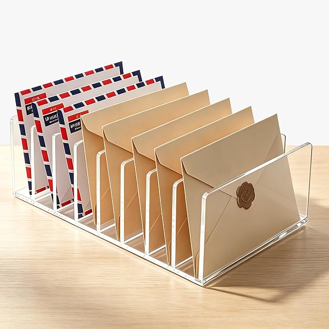8 Compartments Clear Acrylic Mail Holder – Vertical Letter Sorter & by AIMOLLYACRYLICSTORAGE