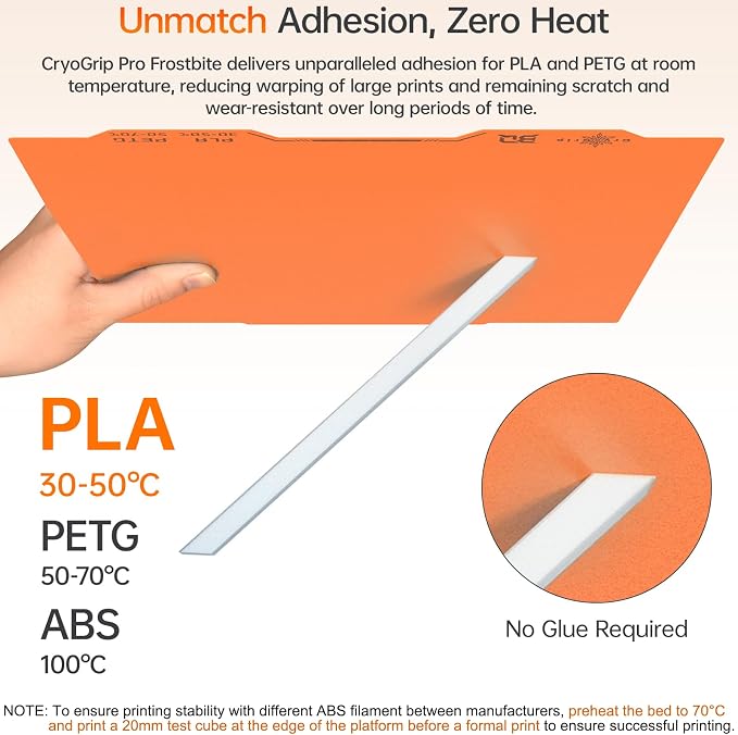 BIQU Cryogrip Pro Frostbite Matte Orange Cold Build Plate - Image 2