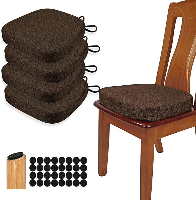 BUYUE Thickened 2.5" Dining Chair Cushions Set of 4, U-Shape High Density Foam by BUYUE