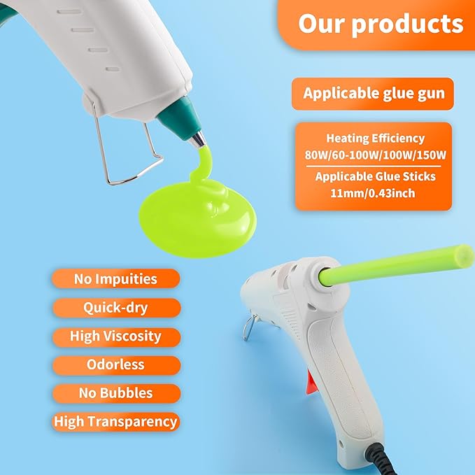 MATUFF Light Green hot Glue Sticks Full Size 0.43” Dia x 8” Long, 52 pcs Hot melt Adhesive Glue Sticks, All-Purpose Colored Glue Gun Sticks for Christmas Decoration Crafts Arts School Repair Bonding-DeskLoop Office