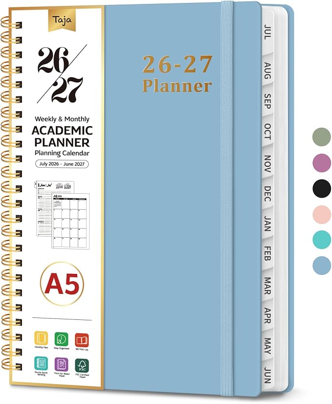 Planner 2026-2027, 6.3" x 8.5" Weekly and Monthly Academic Year Planner Calendar by Taja