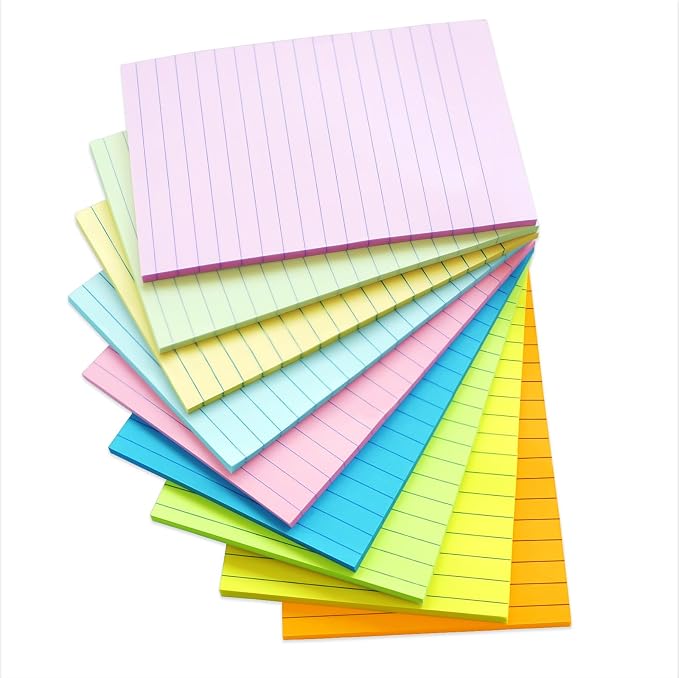 HQCME 9 Pack Lined Sticky Notes 4X6 in Post, 9 Pastel Colors Large Ruled Post - Image 7
