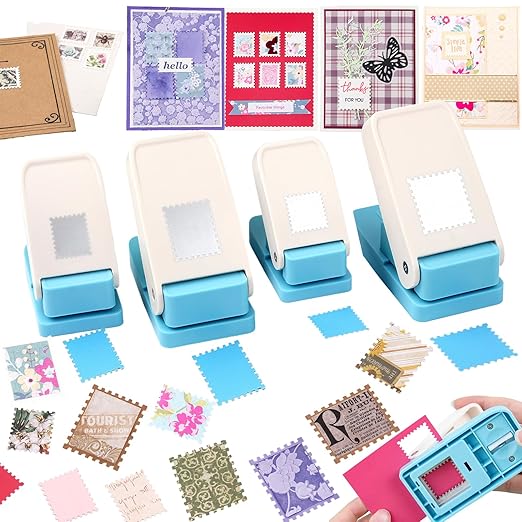 BAOFALI 4Pcs /Set Stamp Puncher Stamp Punch 1x0.8 &1.5 &1 &1.25x1.5inch Postage by BAOFALI