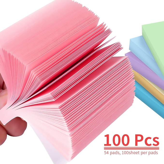 MyLifeUNIT Sticky Notes 3x3, Bulk Pack 54 Note Pads 5400 Sheets for Daily Reminder, Self-Stick Notes with 6 Assorted Colors-DeskLoop Office