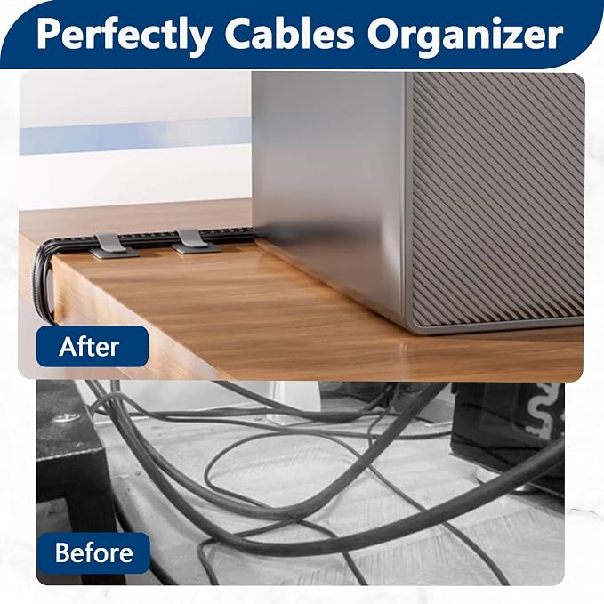Abnii 50 PCS Hook and Loop Cable Ties, Under Desk Cable Management, Self - Image 7