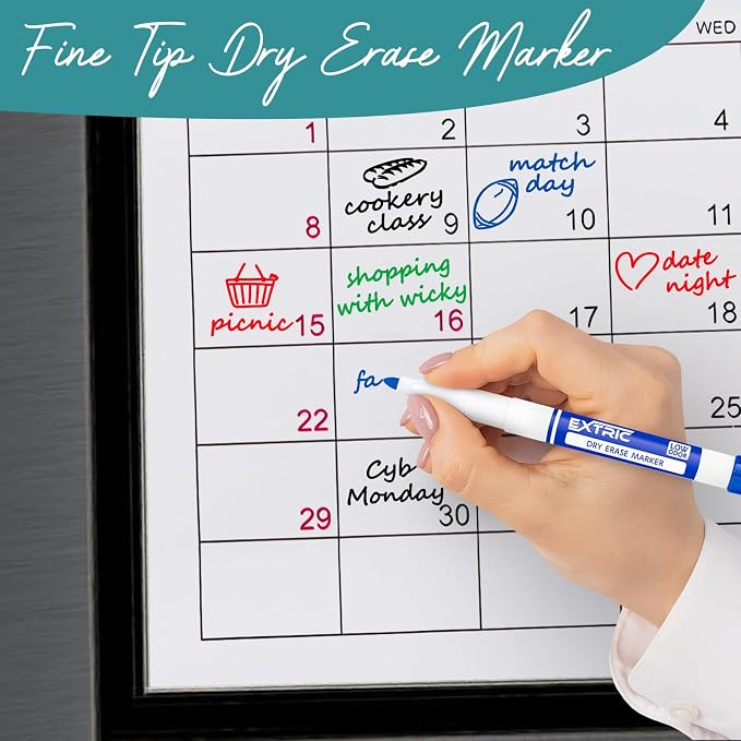 EXTRIC Blue Dry Erase Markers Fine Tip 36 PK Whiteboard Markers | Use: School - Image 3