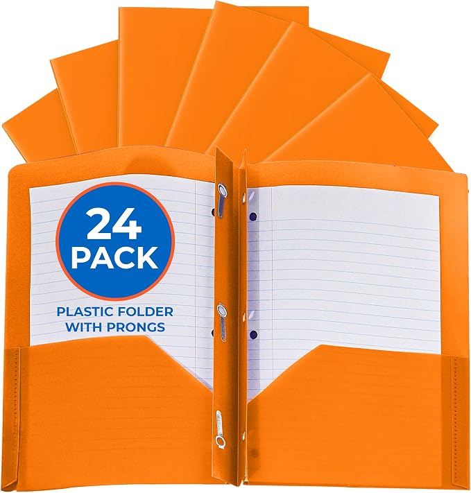 24 Pack Orange Plastic Folders by EPI