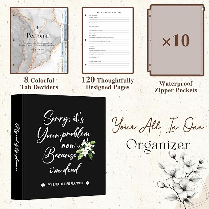 Lanpn End of Life Binder Organizer Death Planner 8.5"x11", Final Wishes & - Image 3