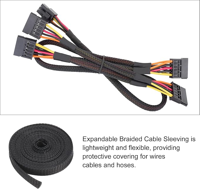 10ft PET Expandable Wire Loom 3/8 Inch, PET Braided Wire Sleeving Cable - Image 5