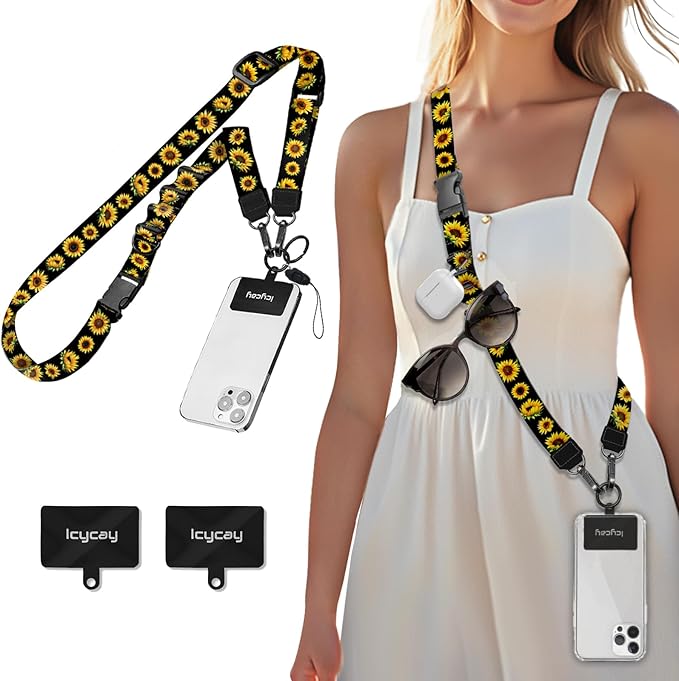 Icycay Phone Lanyard Crossbody, Flower Cell Phone Strap by Icycay