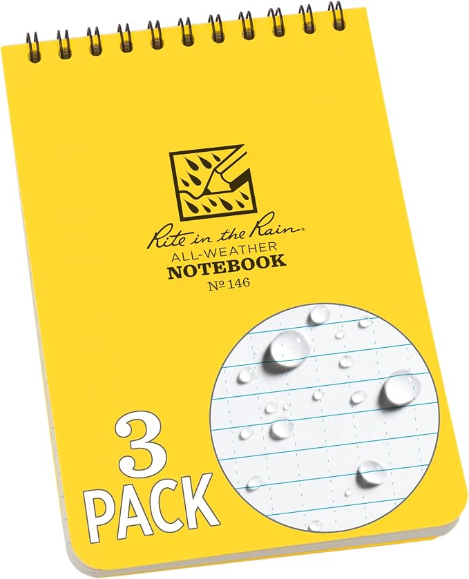 Rite in the Rain Weatherproof Top Spiral Notepad, Universal Pattern, 3 Pack by RiteintheRain