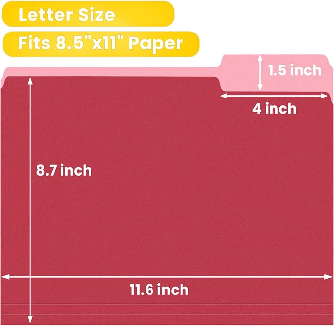 SUNEE File Folders, 18 Pack Manilla Folders 8.5 x 11, Colored File Folders Home - Image 2
