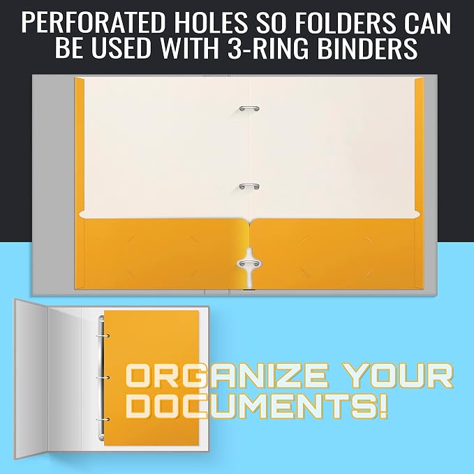 Better Office Products Two Pocket Portfolio Folders, Dark Yellow, Letter Size - Image 5