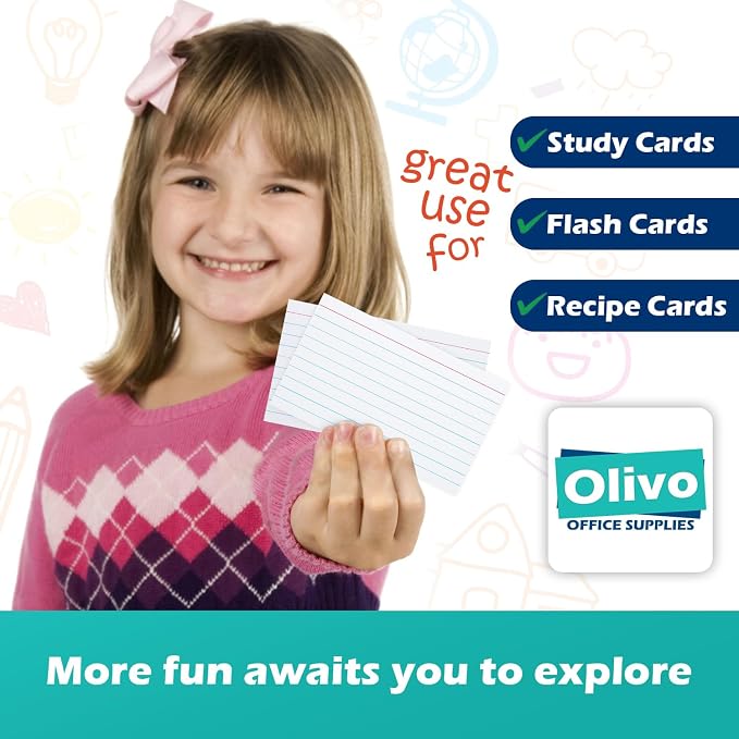 Index Cards 3x5 Lined Ruled Flash Note Cards 3" x 5", 200 GSM Heavy Weight - Image 7