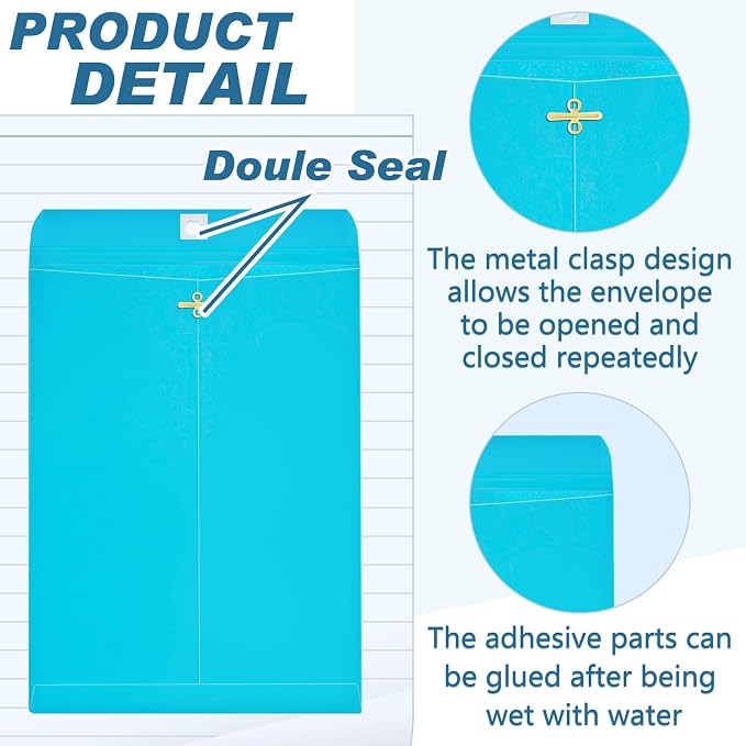 Geyee 200 Pcs Clasp Manilla Envelopes Gummed Colored Envelopes - Image 3
