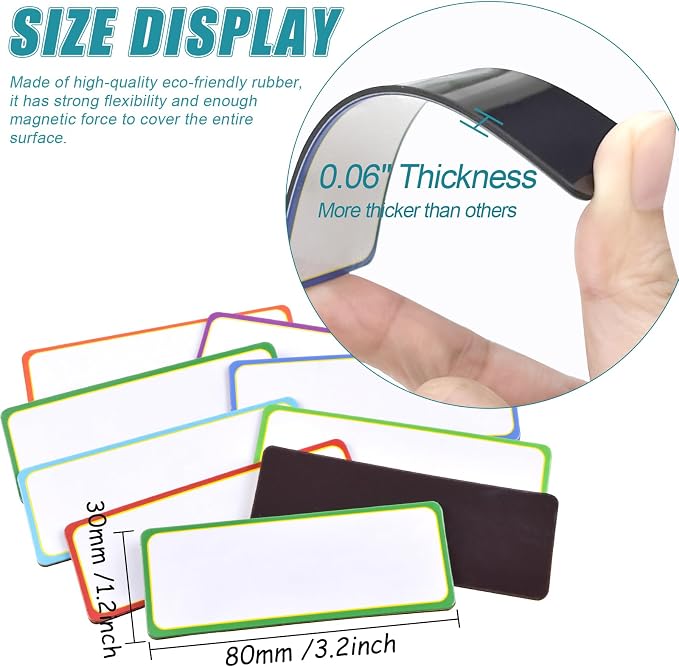 80 Pack Magnetic Dry Erase Labels 8 Colors 3.2"x1.2" Magnetic Labels Reusable - Image 2