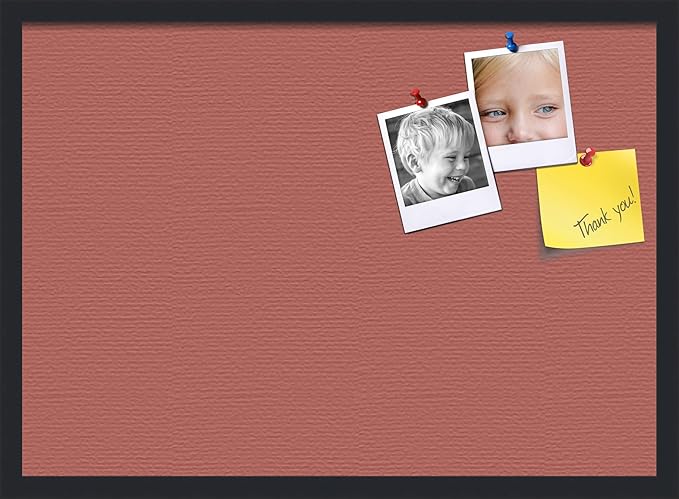 PinPix 28x20 Inch Cork Bulletin Board. This Decorative Framed Pin Board Comes with Crimson Pastel Design and a Satin Black Frame. Ideal for Home Office Decor or Message Board (PinPix-1807)-DeskLoop Office