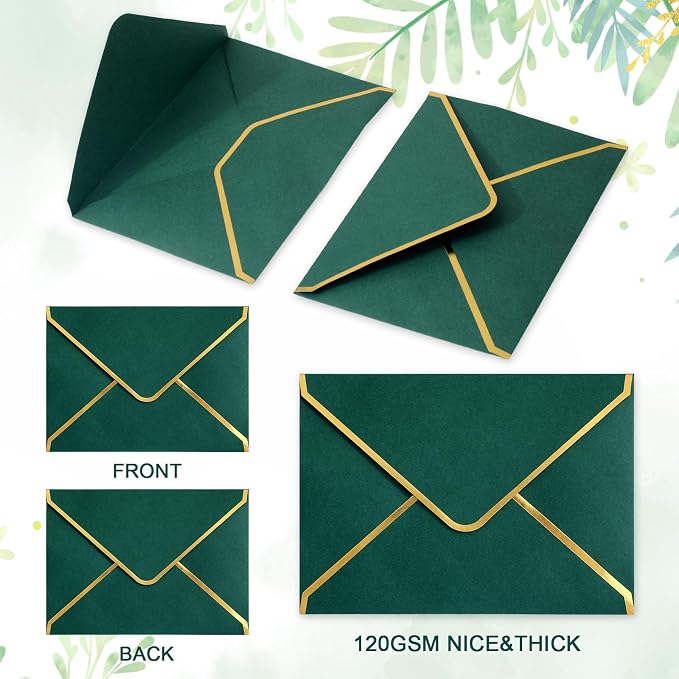 Whaline 50 Pack Green Blue A7 Envelopes - Image 3