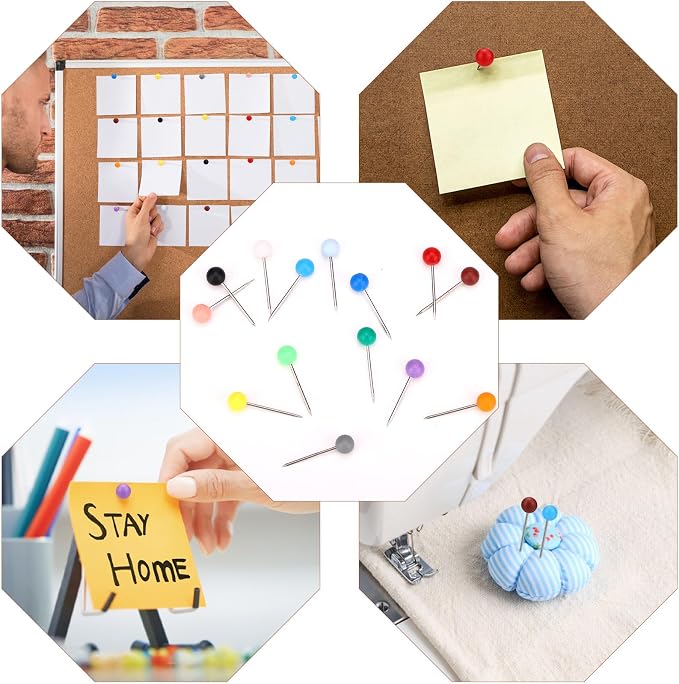 XIHIRCD 200pcs Map Push Pins, Map Tacks Round Head Push Pins - Image 7