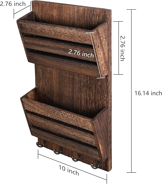 MOOACE Mail Organizer Wall Mount, Wood Mail and Key Holder - Image 5
