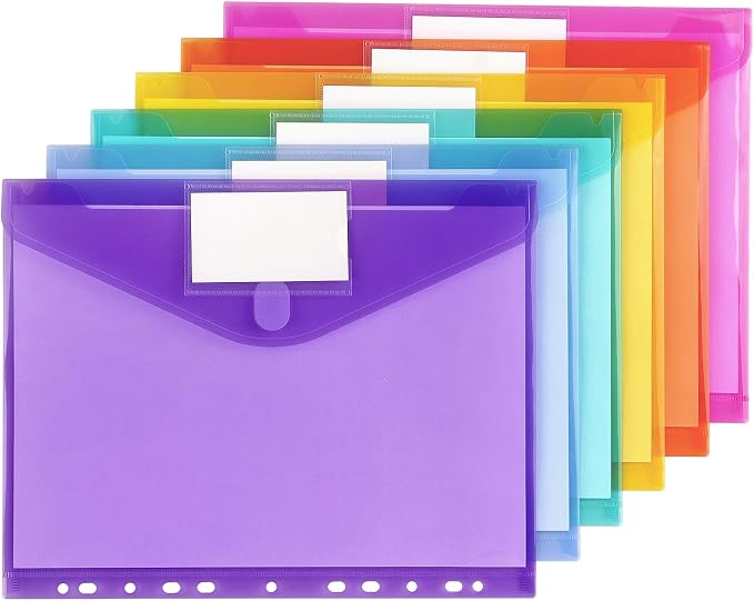 Tamaki 6 Pack Binder Pocket Folders, Letter Size, 11 Holes, Colorful | Binder - Image 2