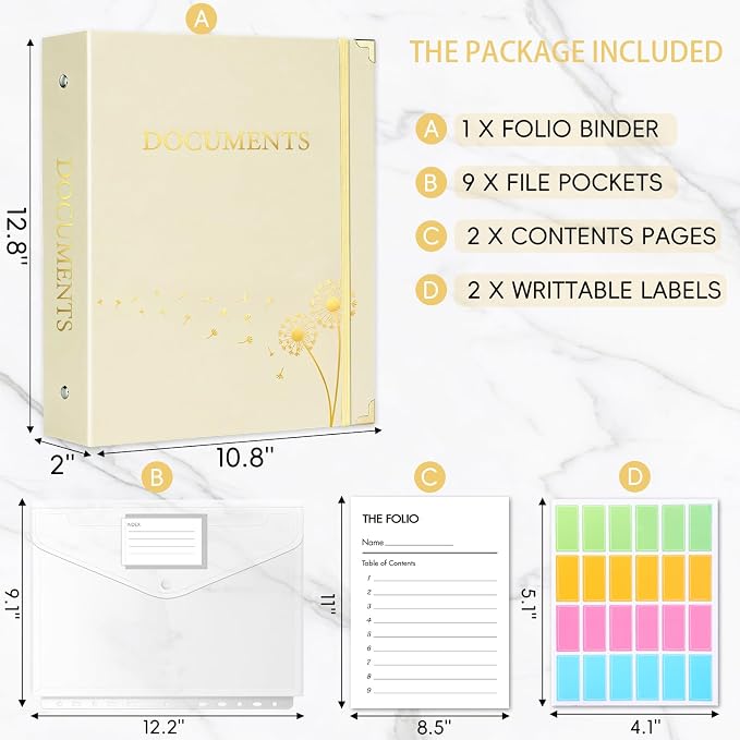 XKDOUS Important Document Organizer Emergency Binder Life Organizer Folio - Image 2