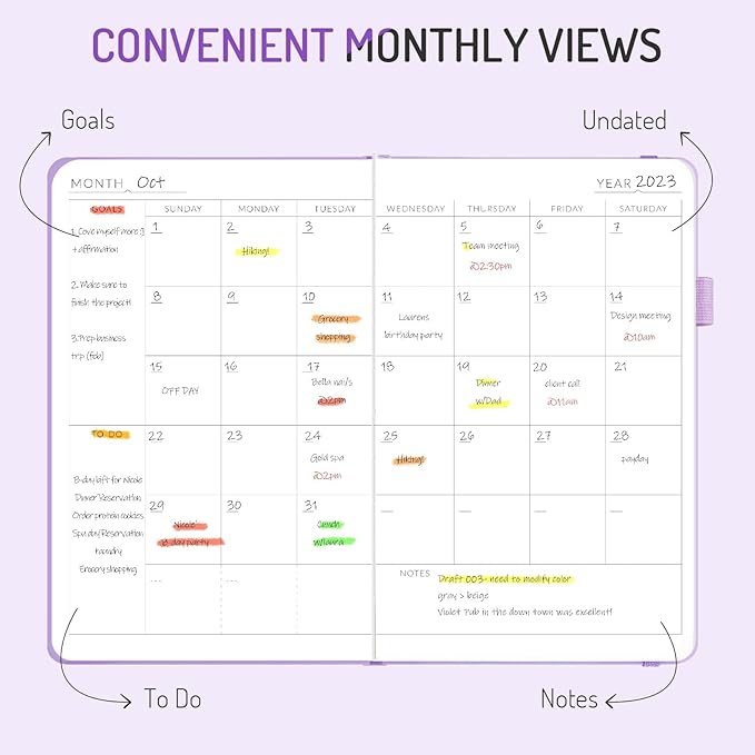 Undated Weekly Planner for 2025, Forvencer Simplified Daily & Weekly & Monthly Calendar Planner, Cute Daily Organizer Notebook, Agenda Journal to Track Goals & Tasks, Start Anytime, A5 Size, Yellow