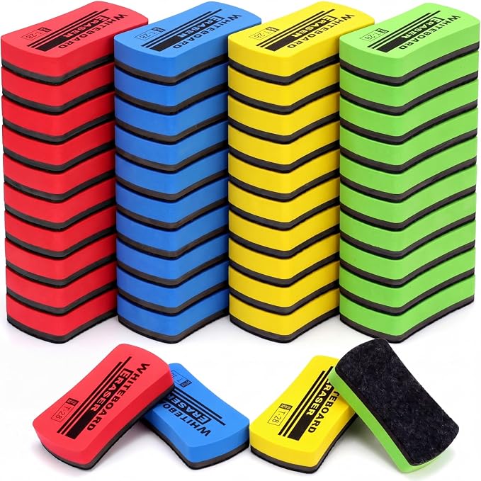 Outus 100 Pcs White Board Erasers Bulk Magnetic Dry Erase Erasers Assorted by Outus