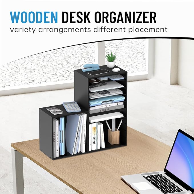 SHARKWOODS 5-Tier Wood Desk Organizer, Paper Tray Organizer - Image 2