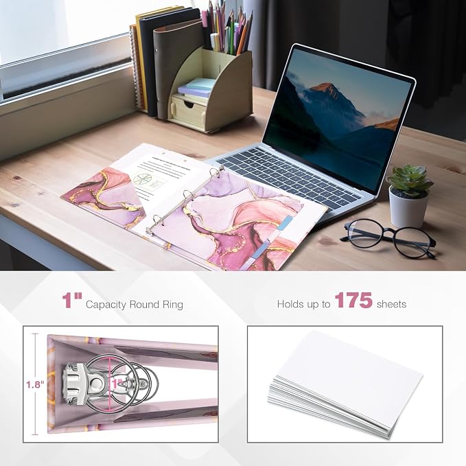 Ospelelf 3 Ring Binder 1 Inch, Clipboard Organizer, Back to School and Office - Image 2