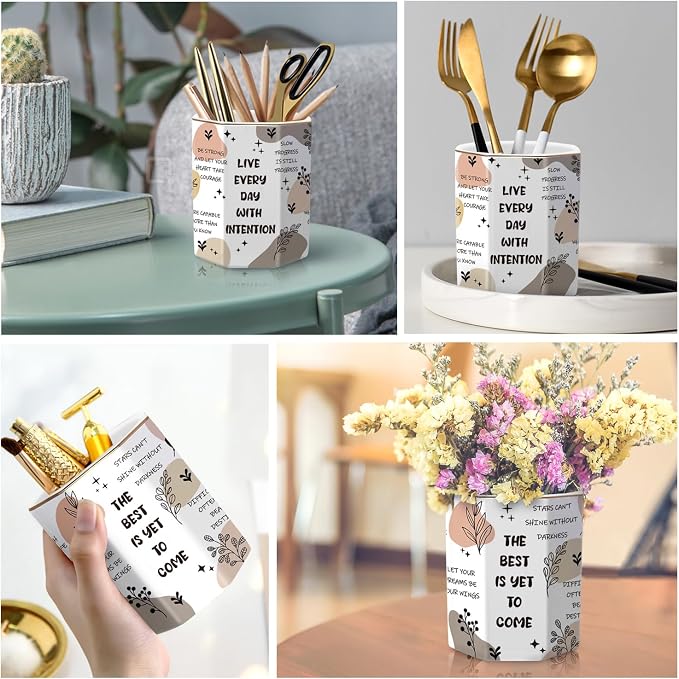 Cute Pen Holder for Desk, Ceramic Pencil Holder, Makeup Brush Holders, Desktop - Image 2