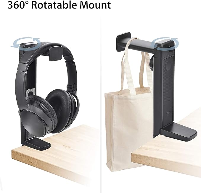 NEETTO HS906 Headphone Stand & Hanger 2 in 1, Above & Under Desk Gaming Headset - Image 3